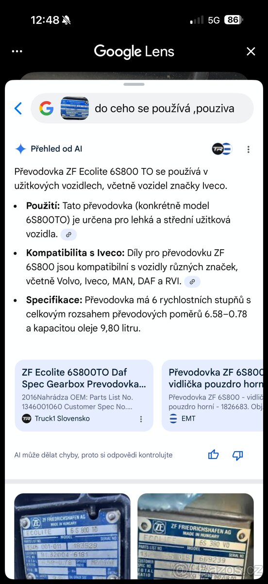 Převodovka ZF 6S800 - 8