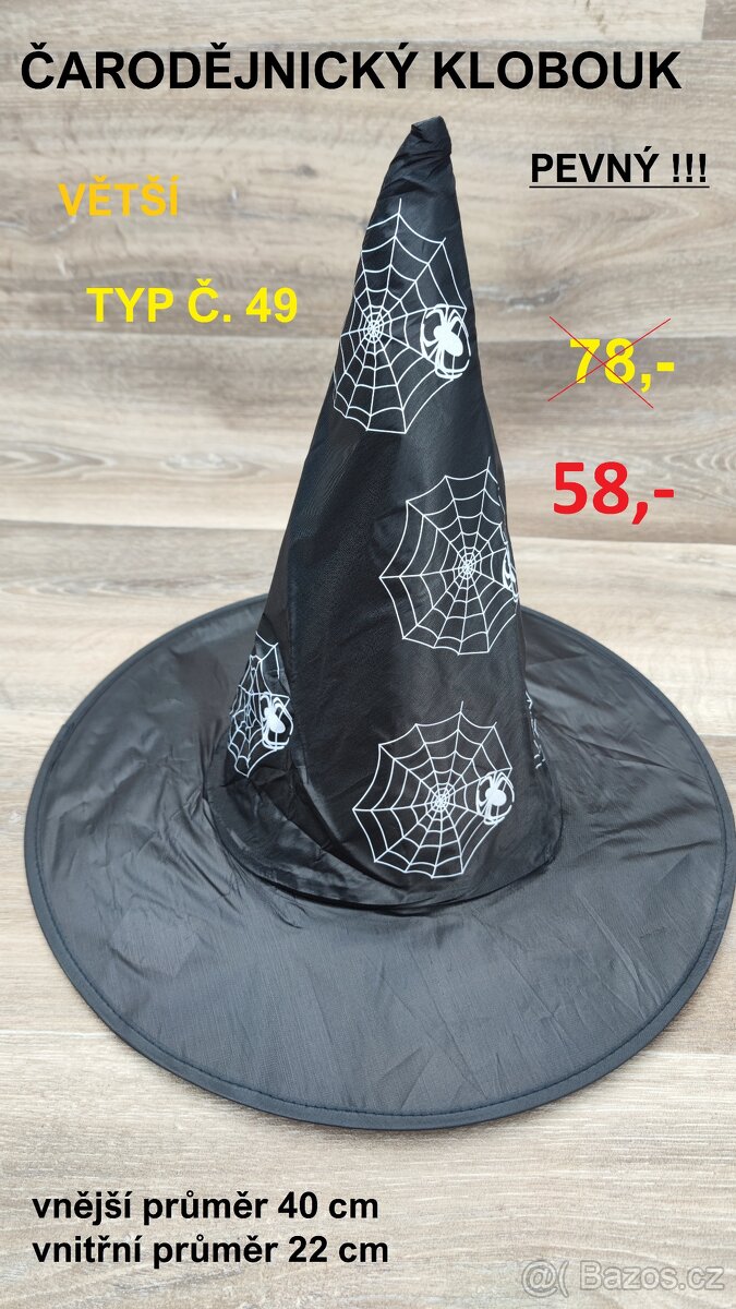 Čarodějnické klobouky -VĚTŠÍ PEVNÉ - slevy - 8