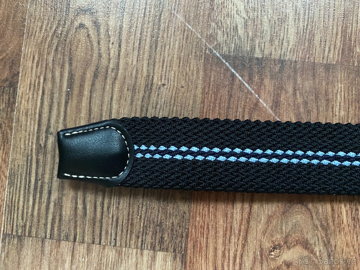 Nový pánský pružný opasek Bandi -L/XL, černý s modrými pruhy - 8