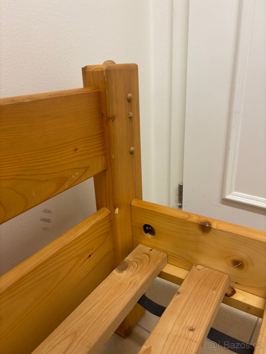 Dřevěná postel, 90×200 cm + 2 šuplíky - 8