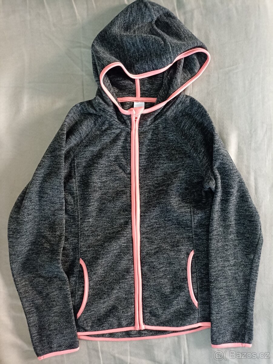 Fleecová mikina a termo legíny/ tepláky vel. 146/152 - 8