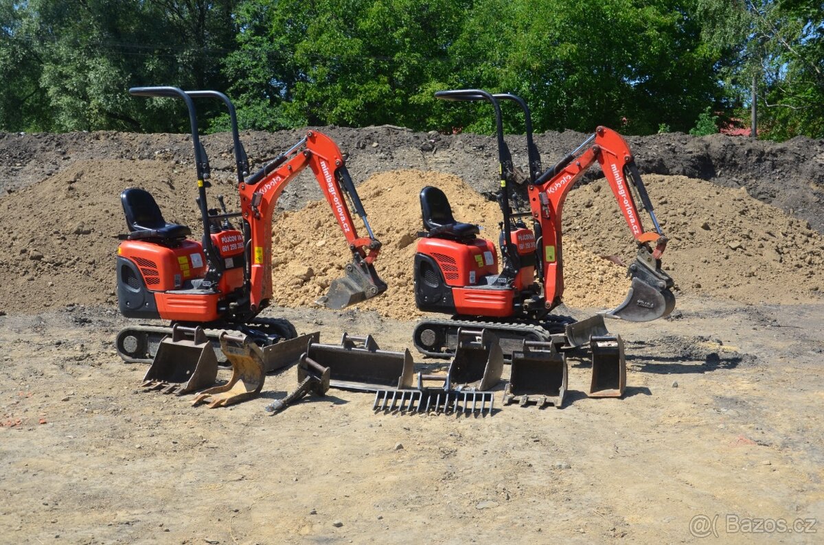 Půjčovna-pronájem minibagru Kubota U10-5, Kubota K008-3 - 8