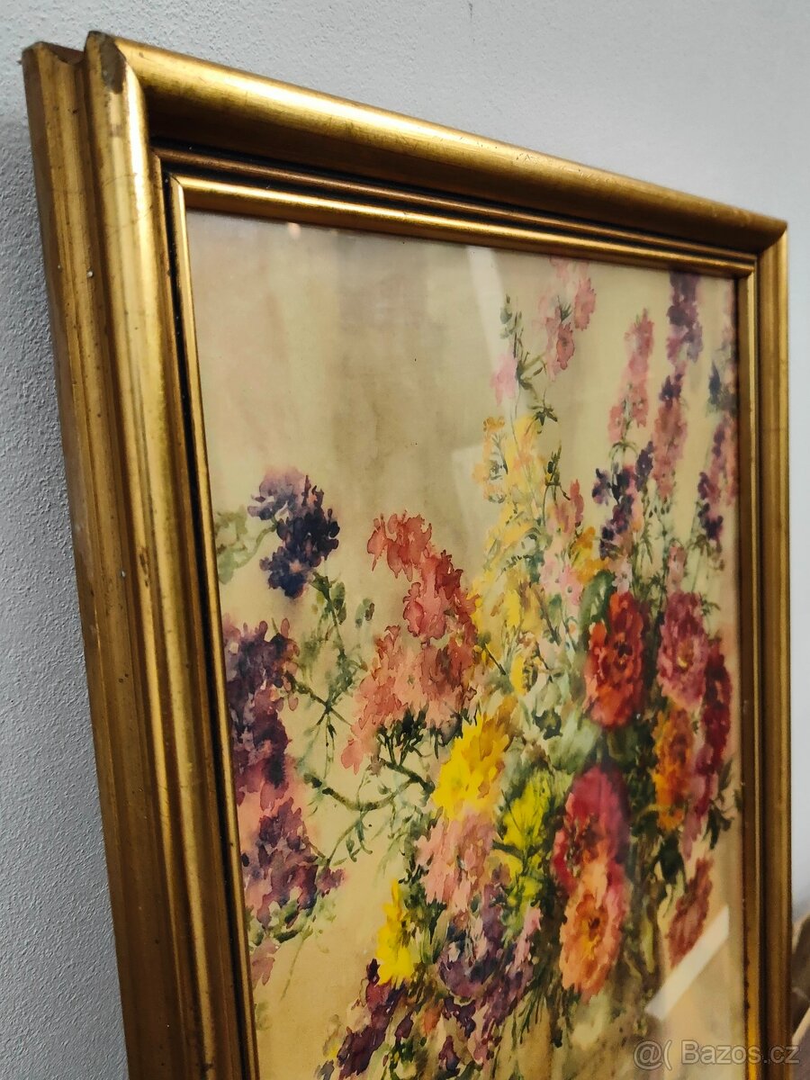 Obraz kytice / starý dobový tisk - 8