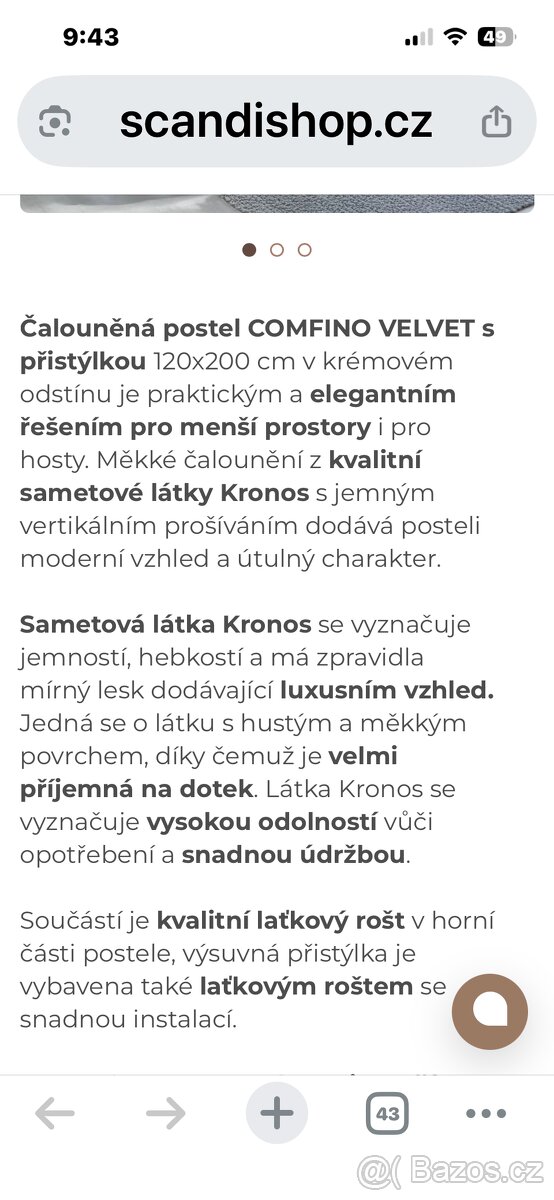 Čalouněná postel s přistýlkou - COMFINO VELVET 120x200 - 8