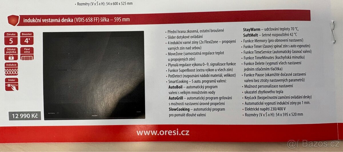 Nová indukční deska MORA VDIS658FF - 5 let plná záruka - 8