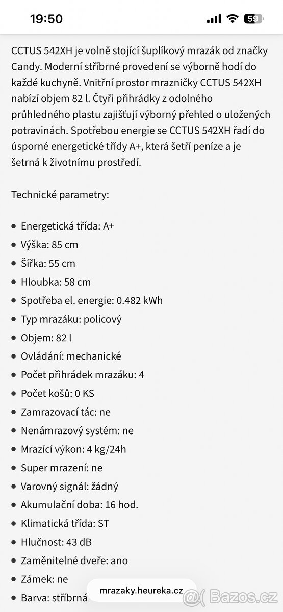 Mrazák šuplíkový Candy CCTUS 542 XH 82l - 8