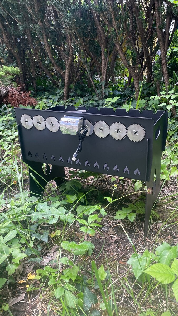 Automatický ocelový gril na špízy - šašlík(10 /8pozic) - 8