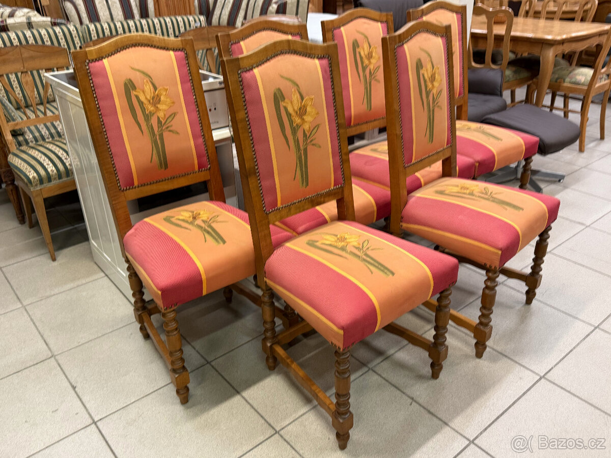 6 x zdobená zámecká kvalitní dubová židle - 8
