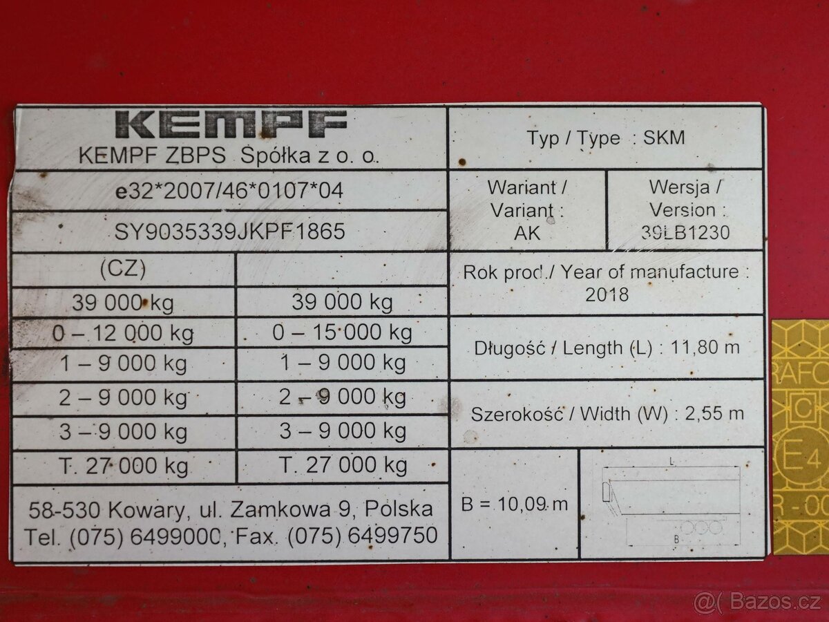 Kempf SKM, 55 CBM, ZADNÍ VRATA, MAILER HYVA, ZVEDACÍ NÁPRAVA - 8