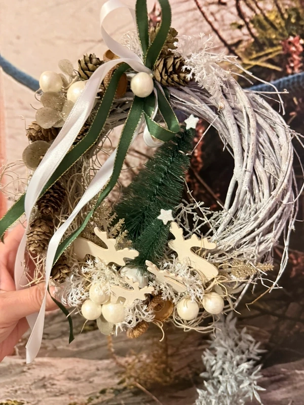 Zimní věnec na dveře-nový ruční práce - 8