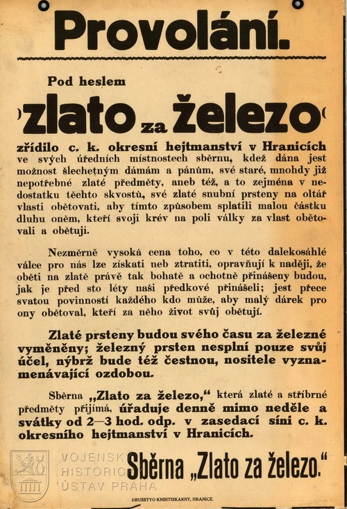 Patriotický Prsten Dal Jsem Zlato Za Železo 1914 - 8