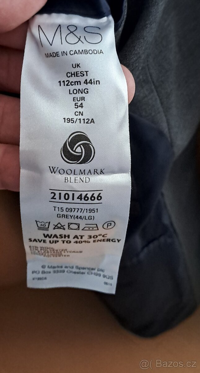 Pánské šedé formální sako M&S Collection/44L-L/2x59cm - 8