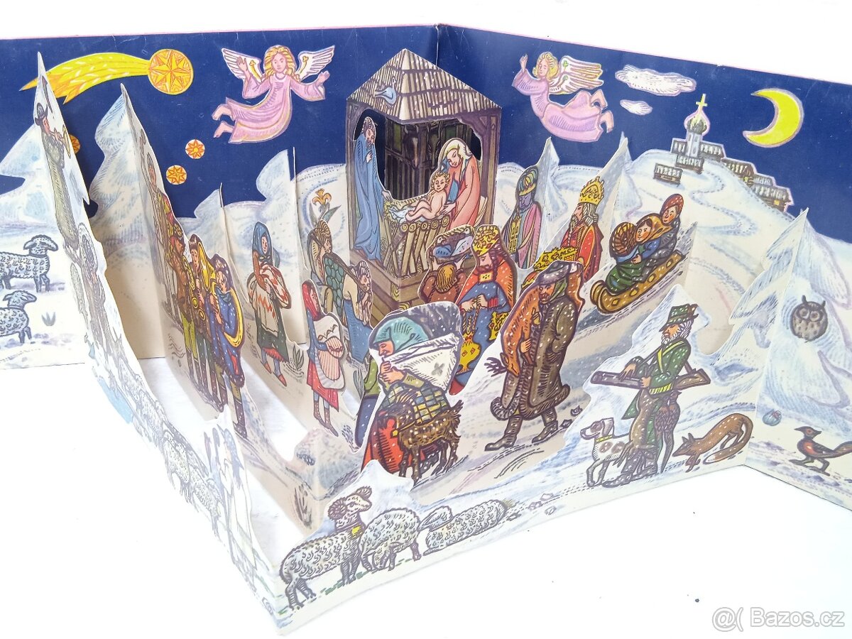 Retro velký vánoční betlém 3D - ČSSR - 8