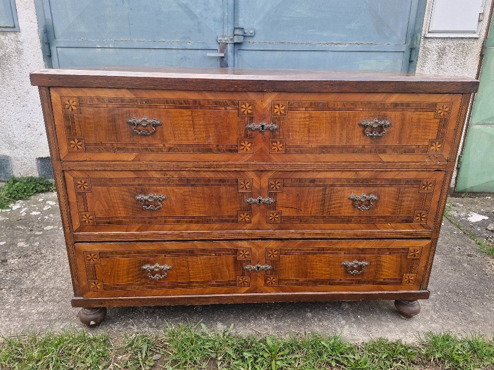 Komoda , malovana truhla, intarzovany pribornik - 8