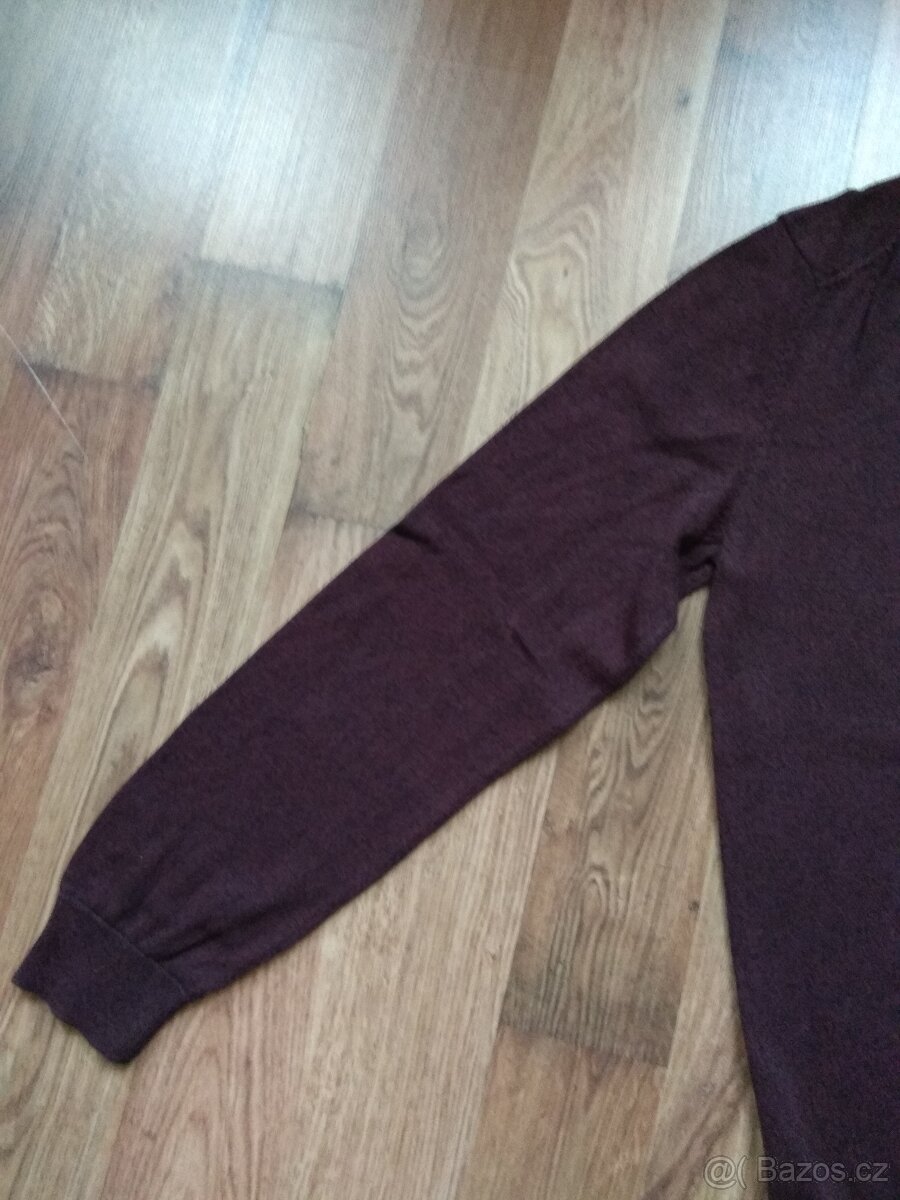 Nový pánský bavlněný svetr C&A - tmavě vínový, L - 8