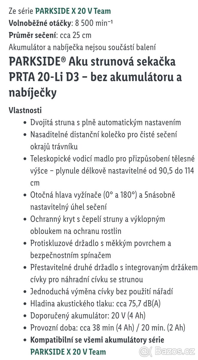 Aku Strunová sekačka PRTA parside - 8