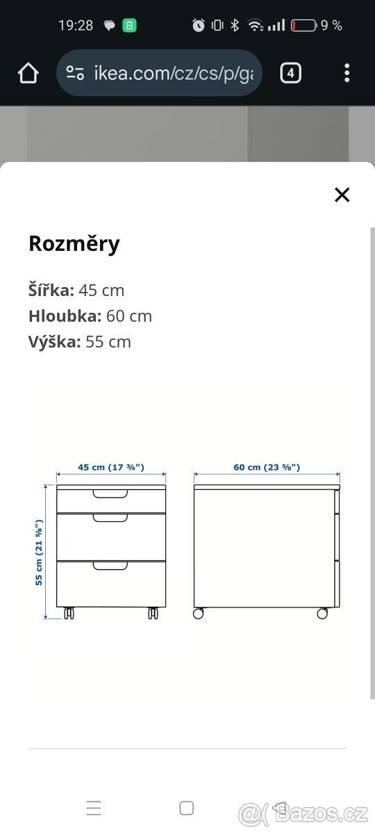 2x kontejner zásuvkový bílý Ikea Galant - 8