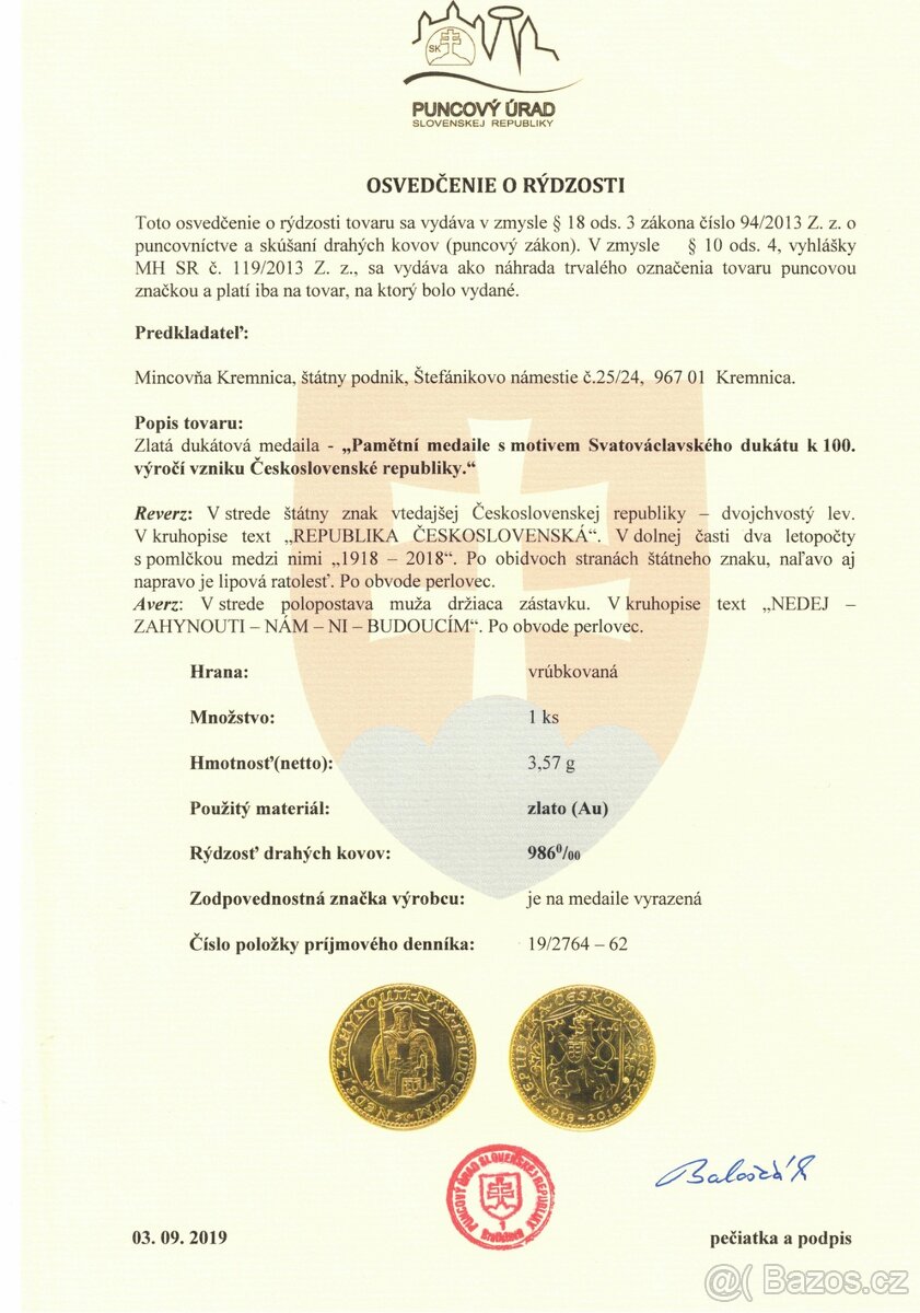 Svatováclavský dukát 2018 s puncem, pouze 100 ks - 8