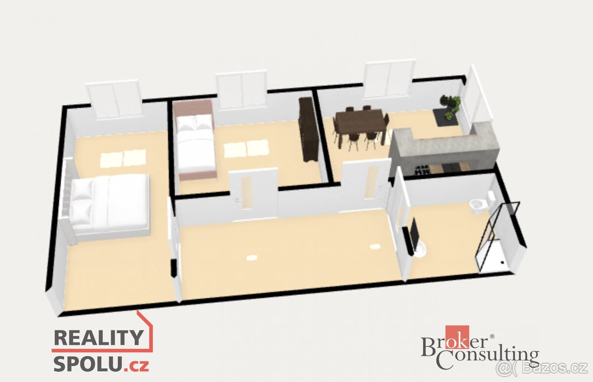 Pronájem, byty/2+1, 62 m2, náměstí 1. Máje 91, 43001 Chomuto - 8