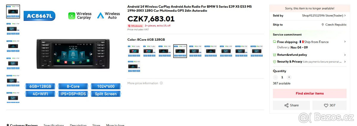 Prodám Android radio pro BMW 5 Series E39 E46 X5 E53 - 8