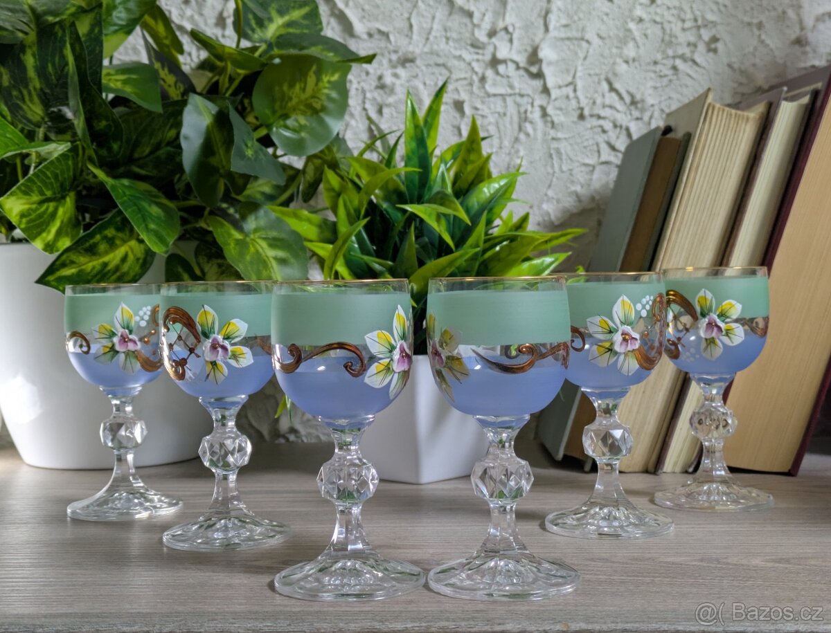 Luxusní ručně zdobená skleněná likérová sada Bohemia Crysta - 8