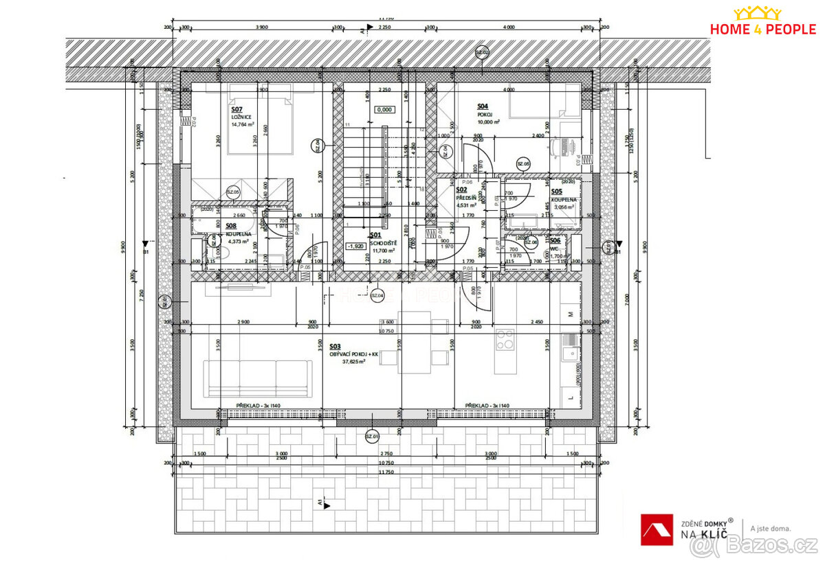 Novostavba bytu 3+kk v centu Luhačovic o výměře 87,75 m2 s l - 8