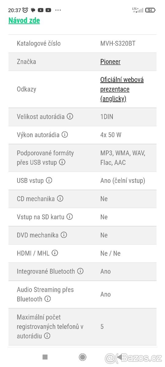 Autorádio Pioneer Bluetooth - 8