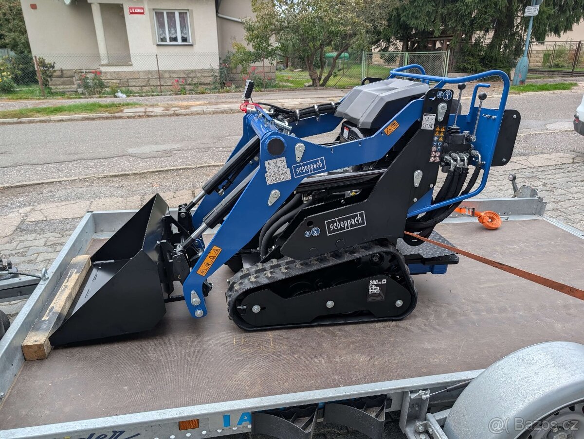 Pásový mini nakladač Scheppach MKL730 lopata+ paletové vidle - 8