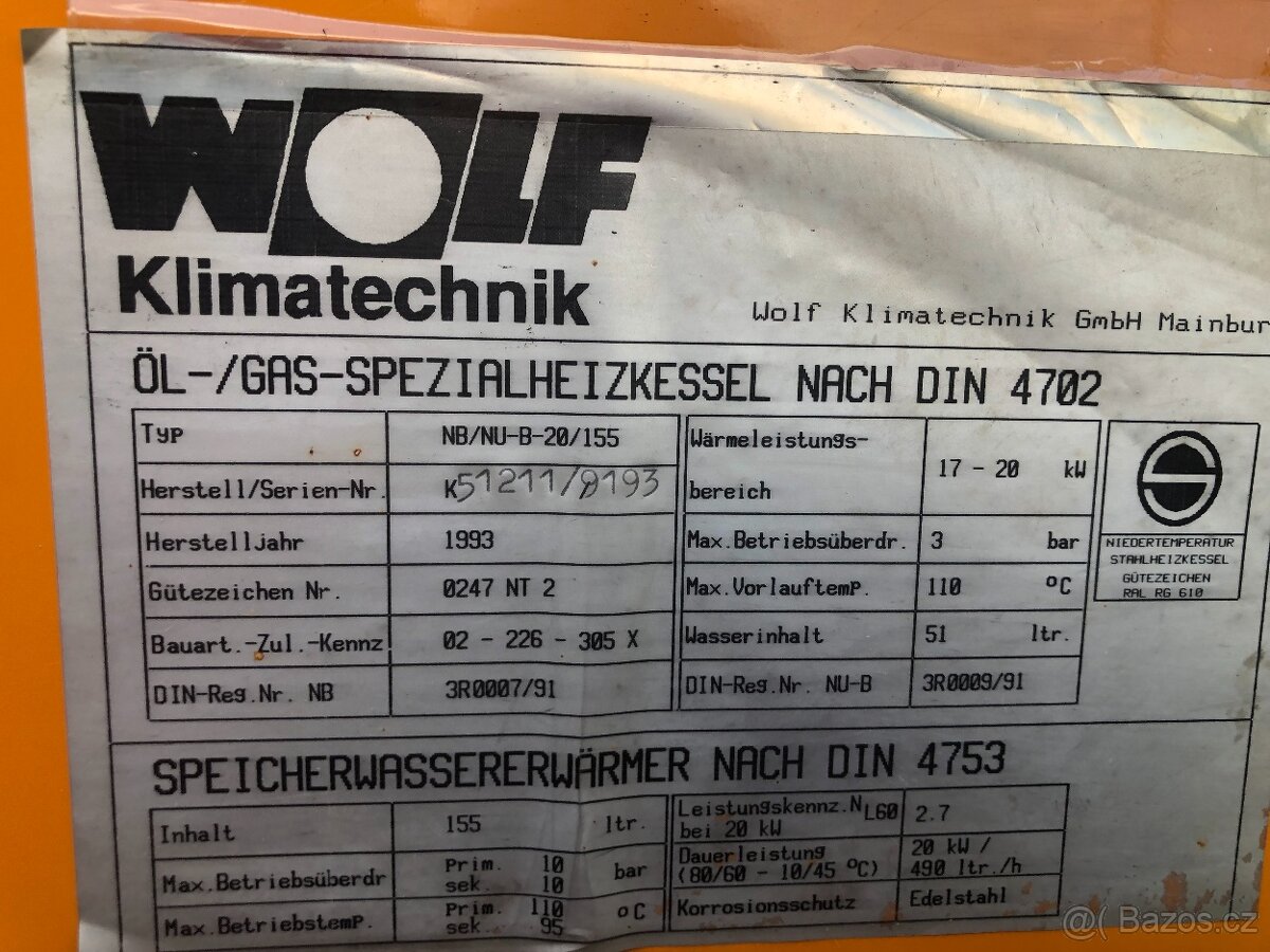 Prodám kotel na olej 17 - 20 Kw - 8