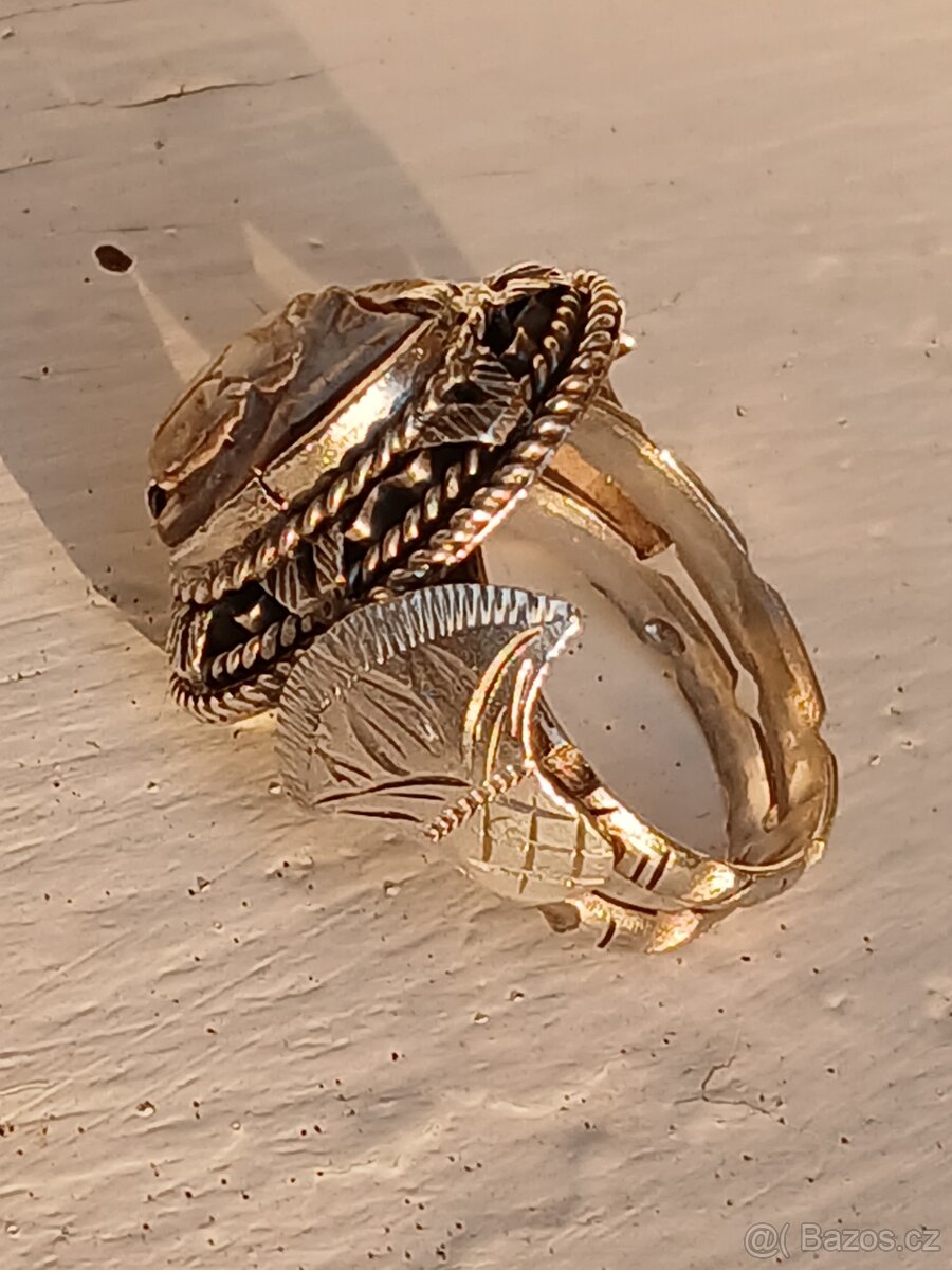 Stříbrný prsten starožitný Egypt - 8