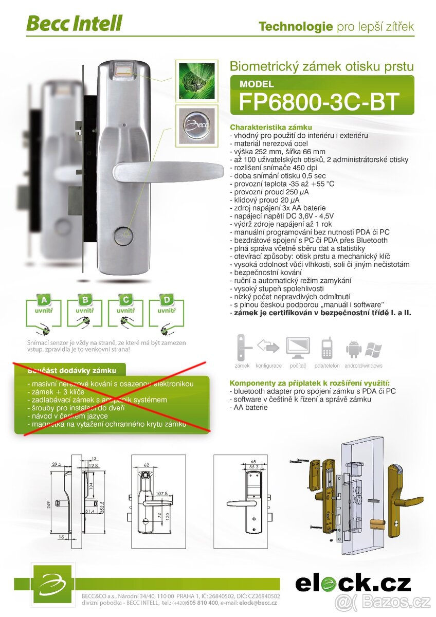 Kování na otisk prstu FP6800 - 8