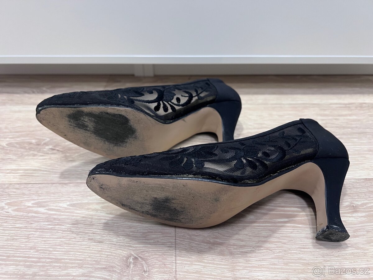 Černé lodičky 38 plesové síťovina - 8