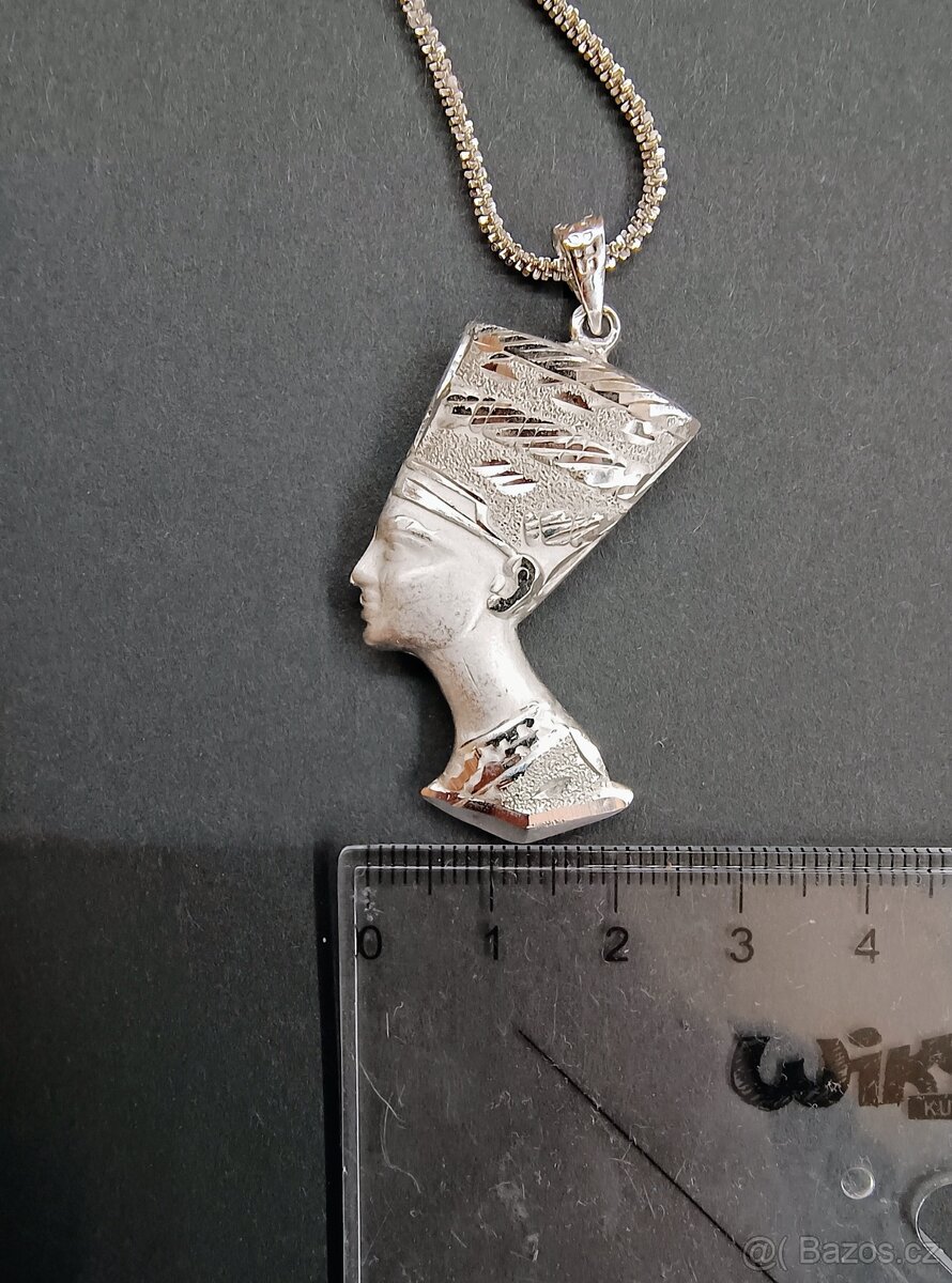 Stříbrný (925) řetízek s přívěskem Nefertiti - 8