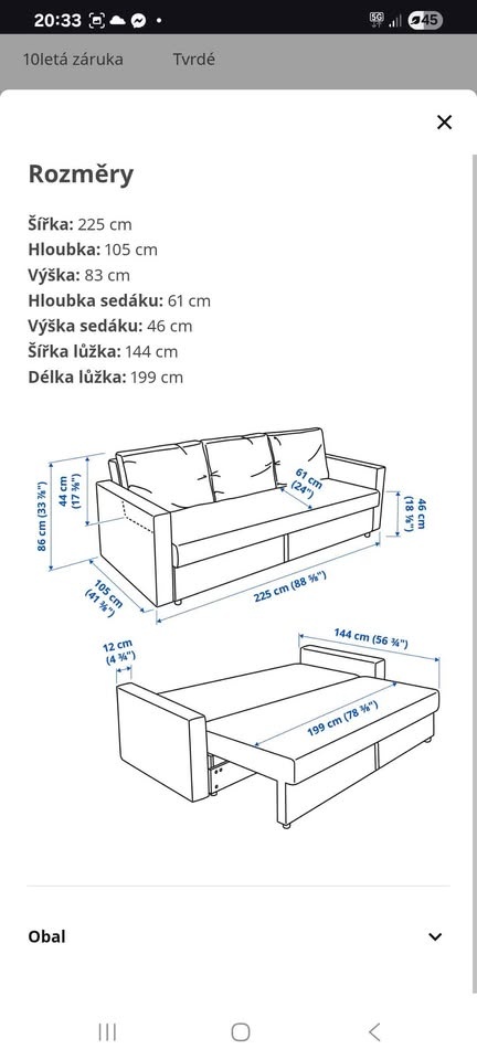 Kvalitní tmave modrá Rozkládací pohovka Ikea zn. Frieheten - 8