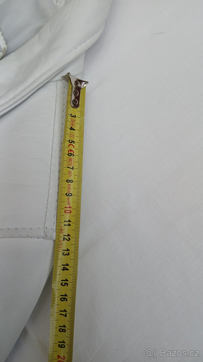 Kožená bílá elegantní delší dámská bunda Evoco vel.XL - 8