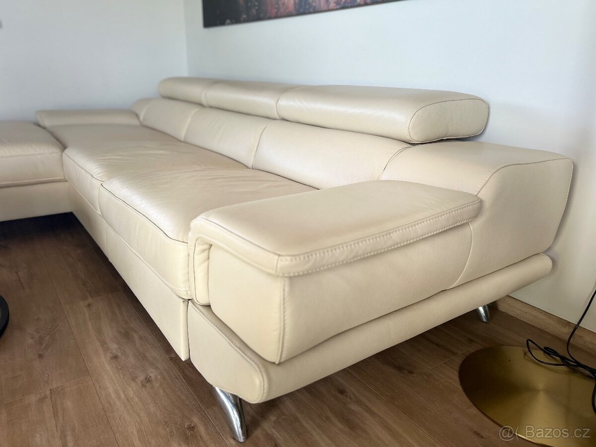 kožená sedaci souprava - rozkládací s úložným prostorem - 8