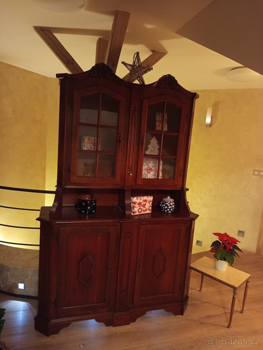 Starožitný kredenc-komoda -vitrina - 8
