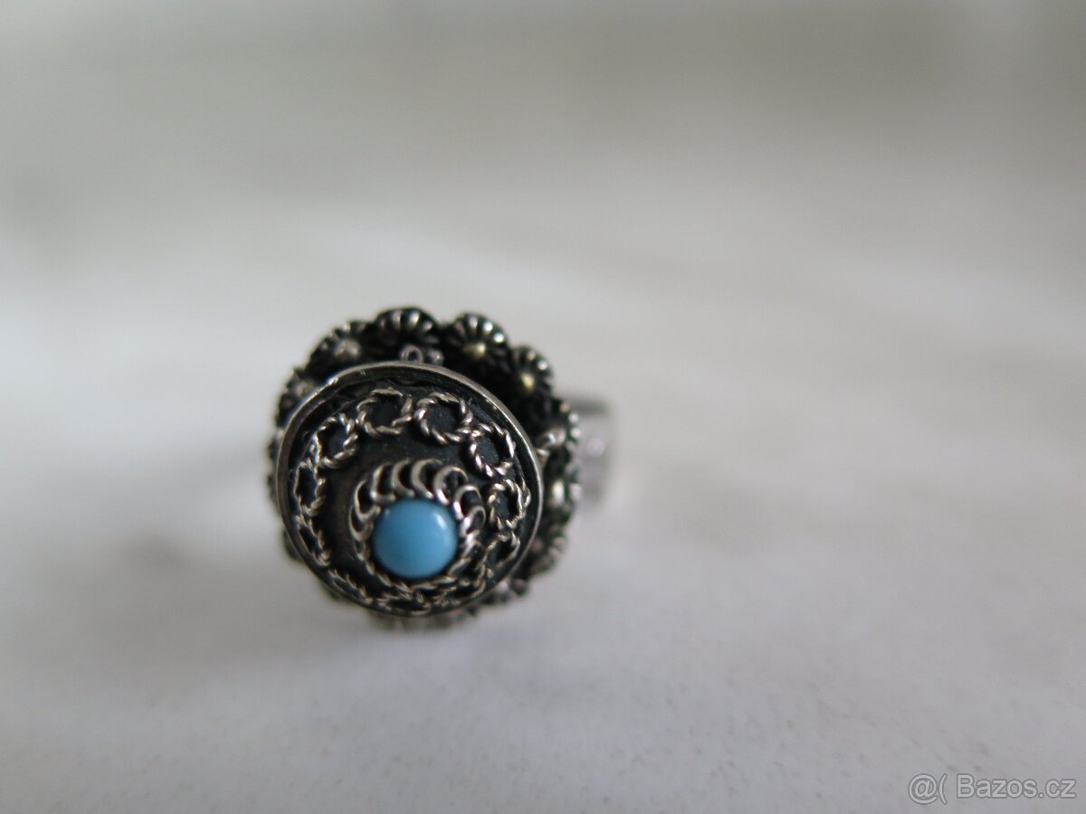 Stříbrný starožitný prsten - Egypt - 8