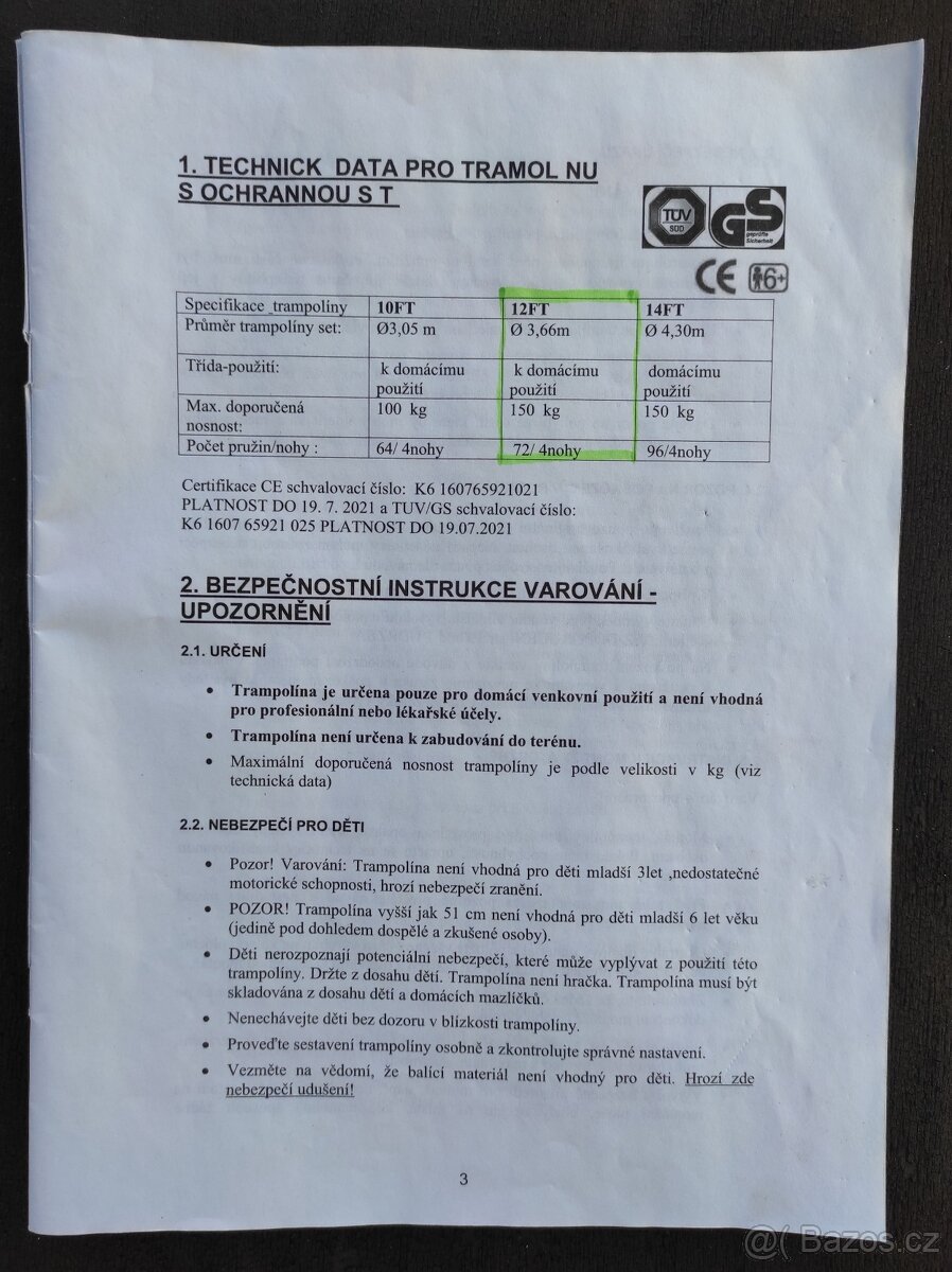 Trampolína 3,66 m - 8