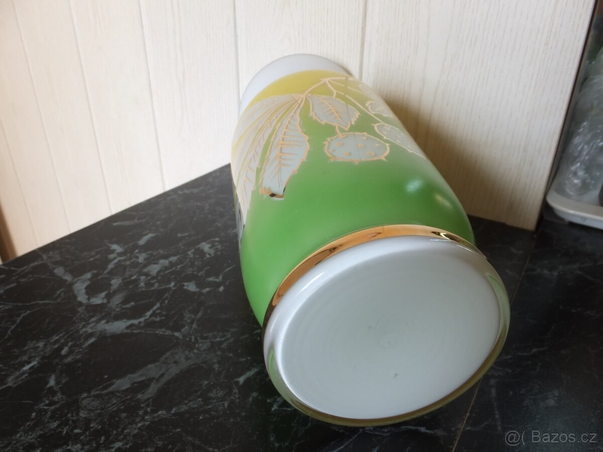 Starožitná krásná velká váza z opálového skla, výš. 28 cm. - 8