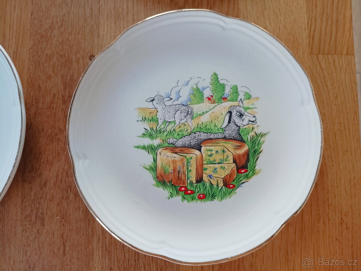 VINTAGE SÝROVÉ TALÍŘE MOULIN DES LOUPS, ORCHIES - 8