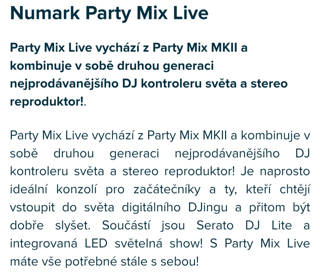 Prodám kontroler Numark Party Mix Live - 8