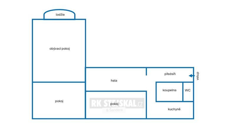 Pronájem prostorného bytu 3+1 s halou a lodžií, ca 78m², síd - 8