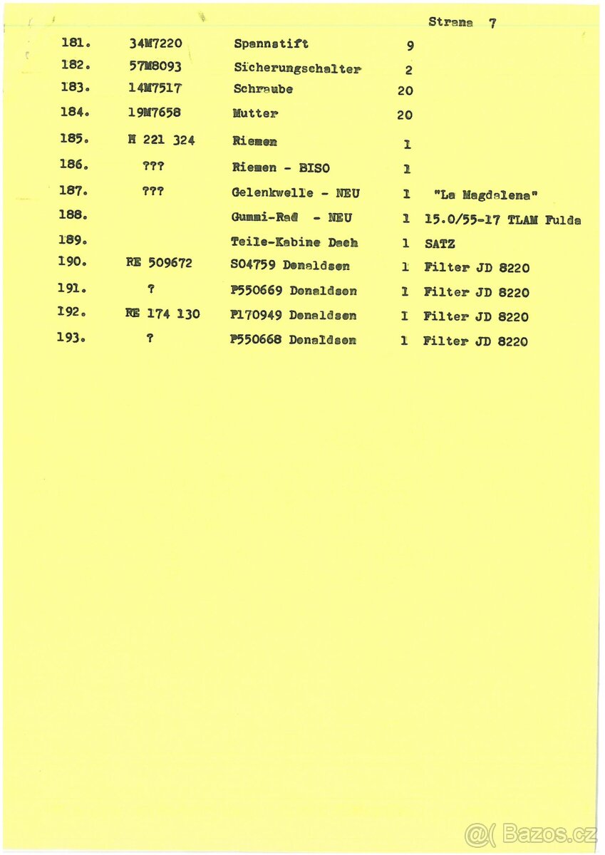 John Deere - náhradní díly a spotřební materiál - 8