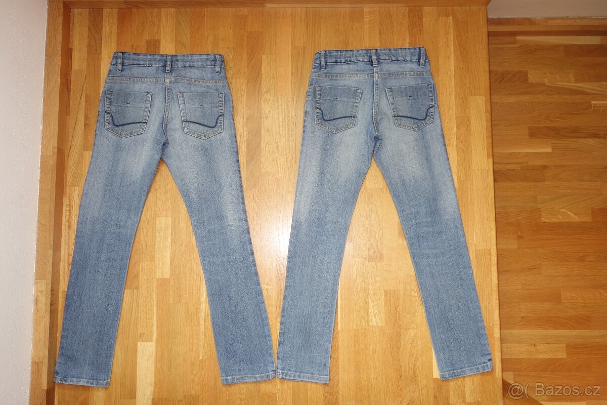 2x dívčí rifle, džíny pro dvojčata vel.134 - 8