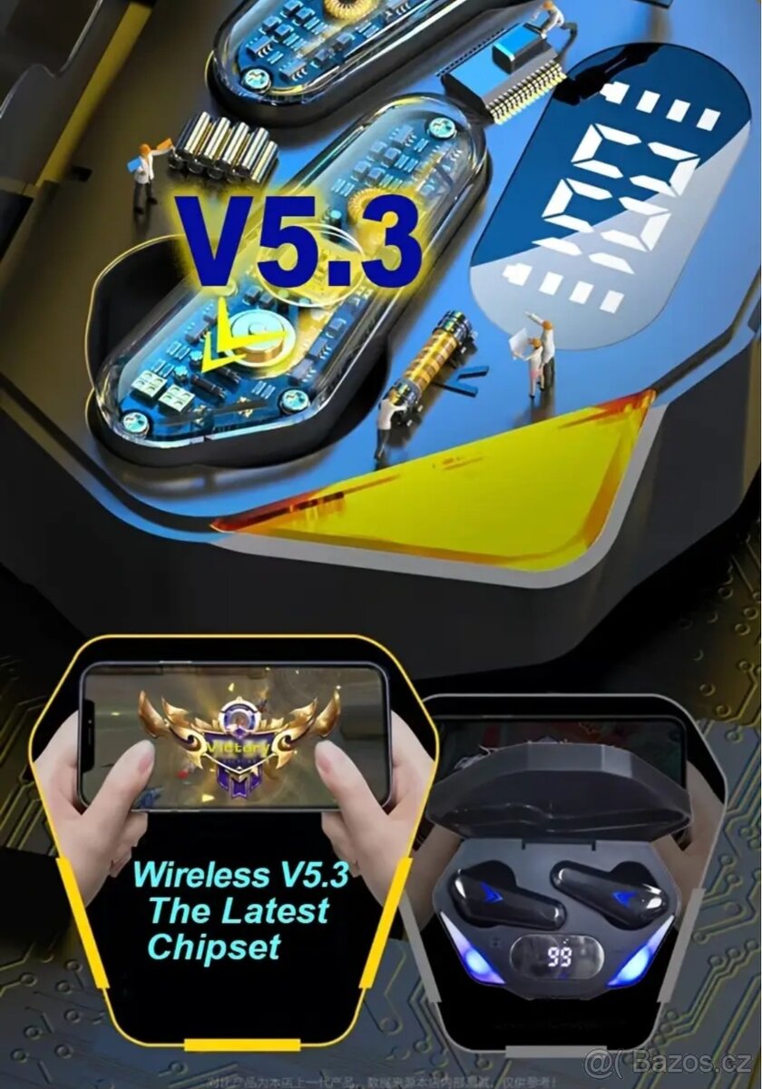 Bezdrátová pecková hudební/herní sluchátka X15 - 8