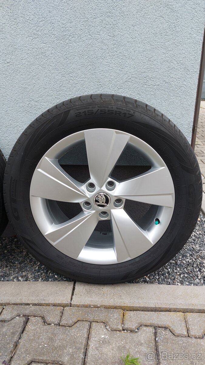 Alu kola 5x112 r17 Zeus orig skoda SUPERB III IV letní pneu - 8