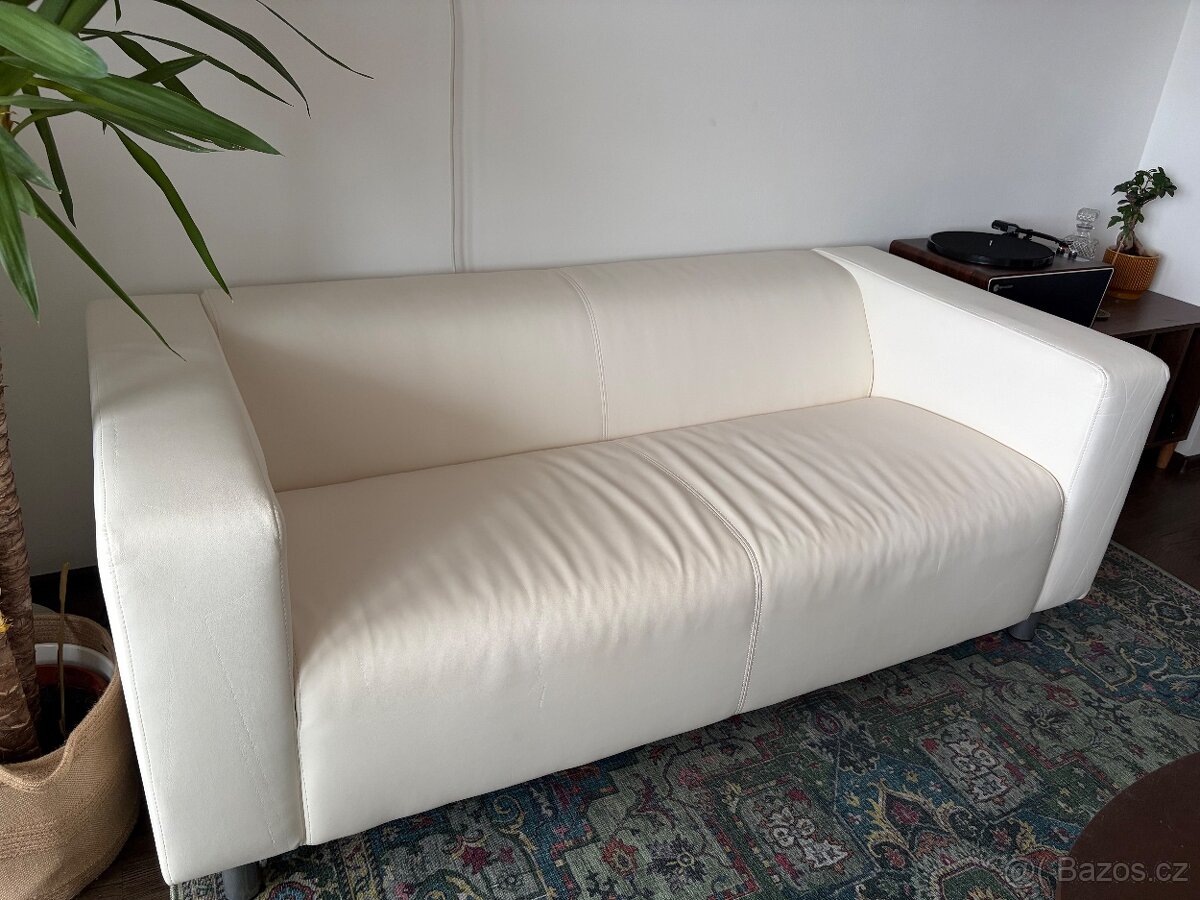 Kožená bílá sedačka/gauč - 8