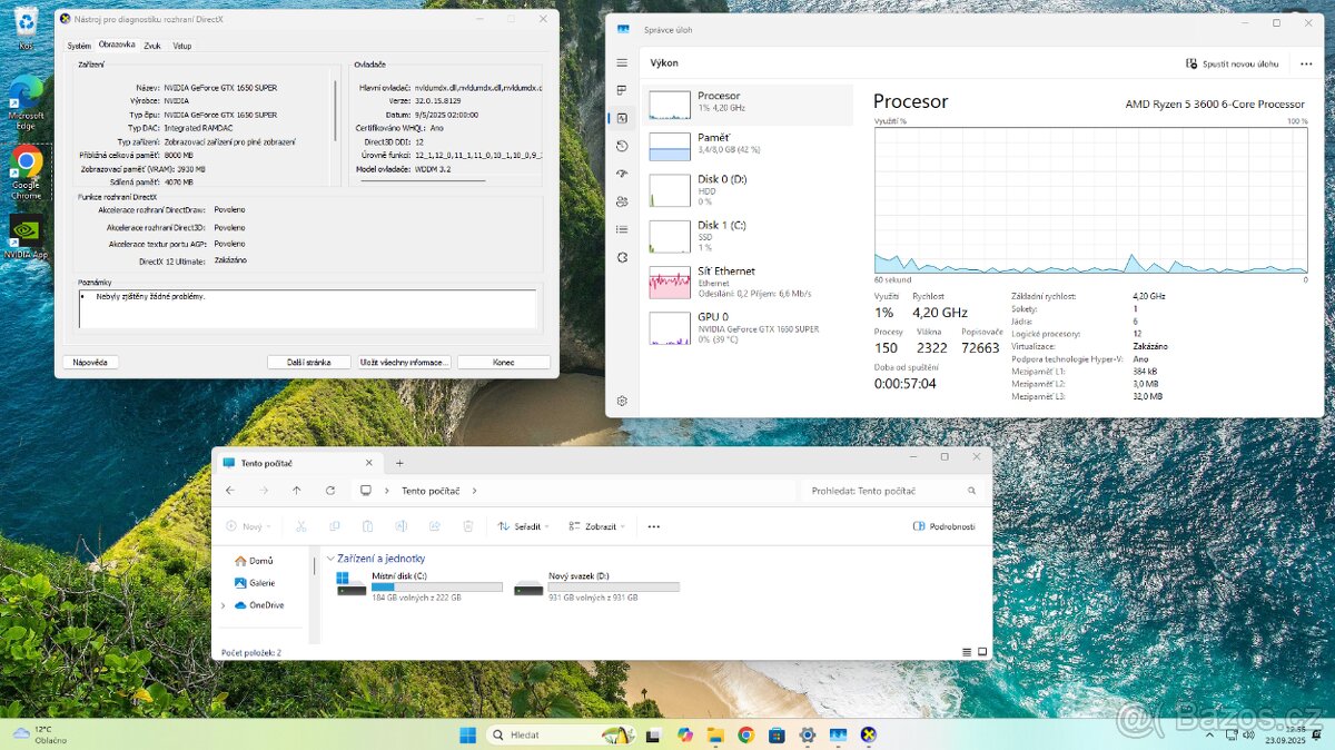 Herní PC – Ryzen 5 3600, GTX 1650 SUPER, 8GB RAM, 250GB SSD - 8