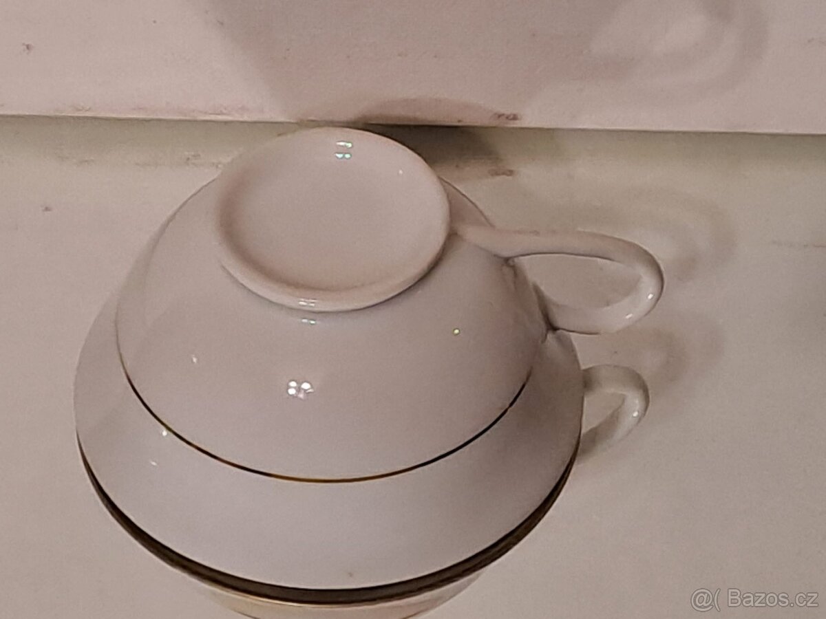 Starožitný hrneček s podšálkem v barvě kobaltové modři - 8